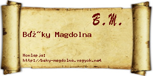 Béky Magdolna névjegykártya